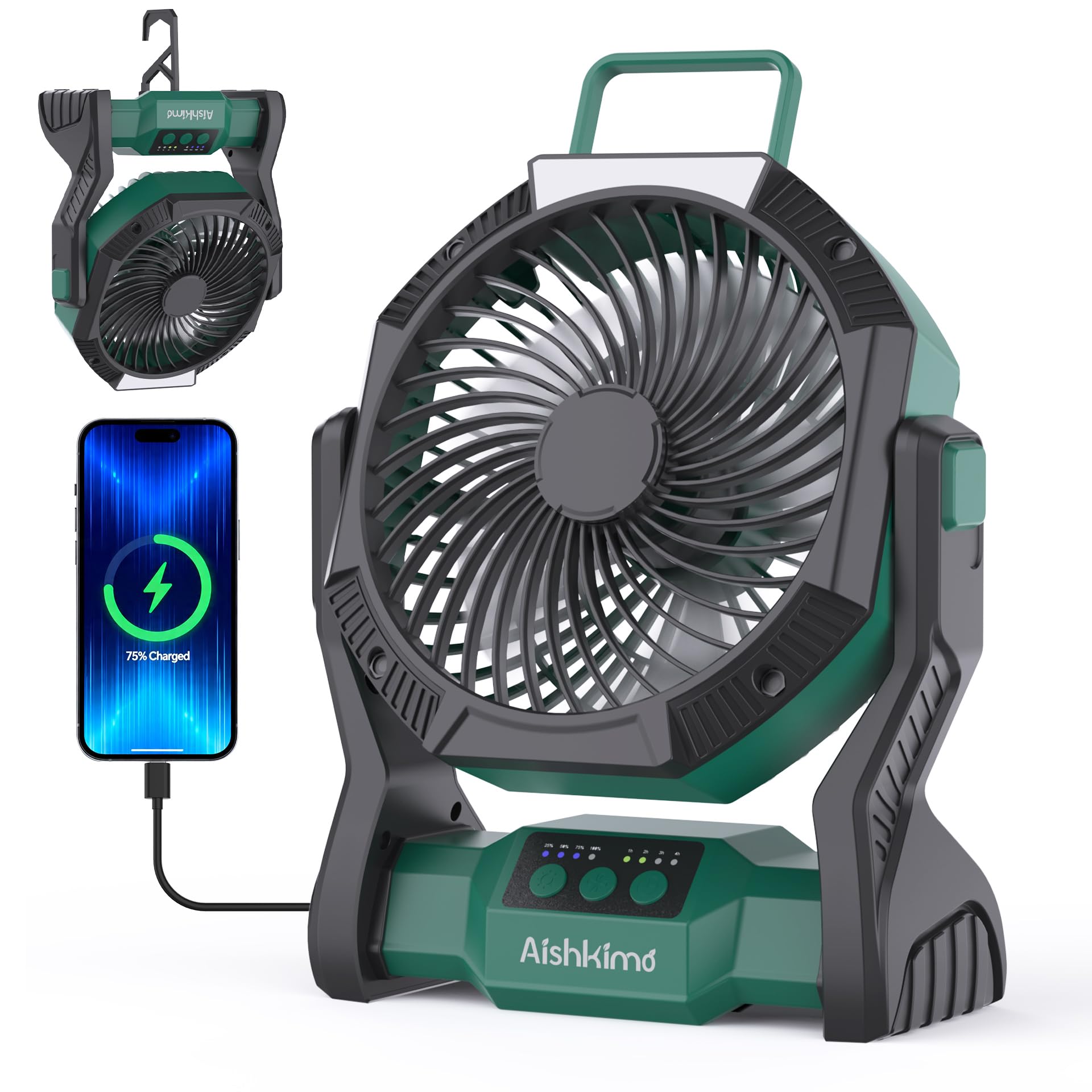Rechargeable Camping & Tent Fan with LED Light