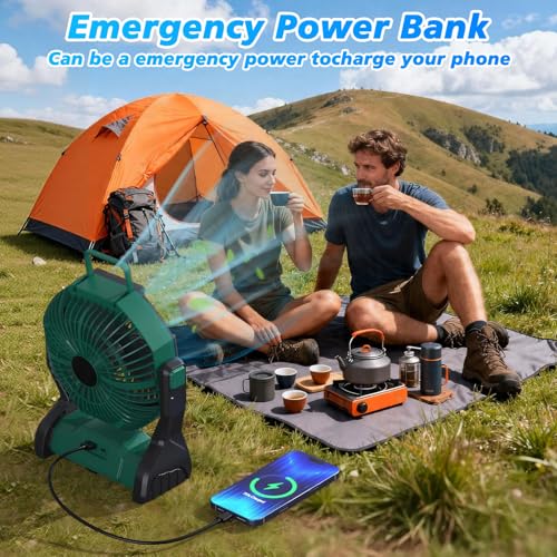 Rechargeable Camping & Tent Fan with LED Light: image 3
