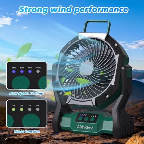 Rechargeable Camping & Tent Fan with LED Light: image 5