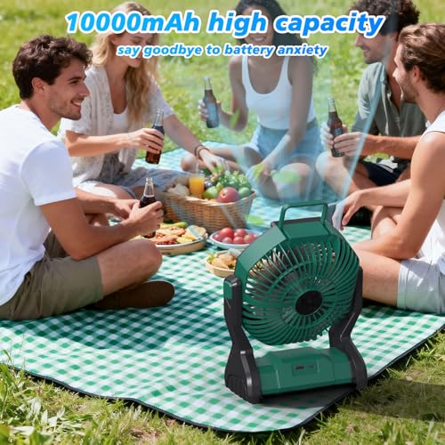 Rechargeable Camping & Tent Fan with LED Light: image 6