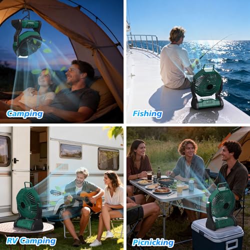 Rechargeable Camping & Tent Fan with LED Light: image 7